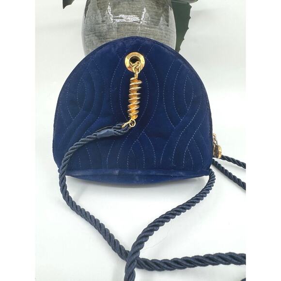 Fendi Vintage Blue Quilted Velvet Pasta Crossbody Bag CoA Authentic Lagerfeld - Picture 1 of 8
